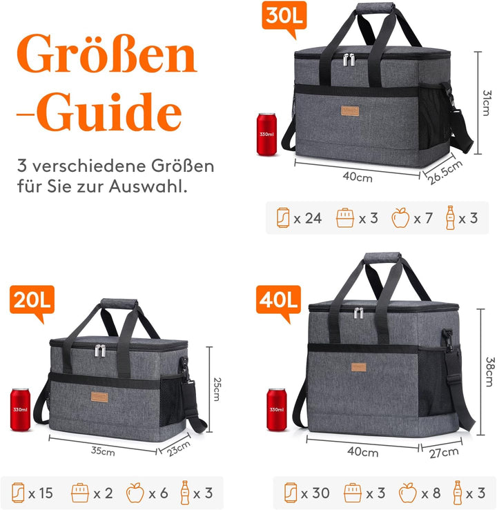Lifewit 40L Kühltasche Gross faltbar Kühlkorb Kühlbox Isoliertasche Thermotasche Picknicktasche für