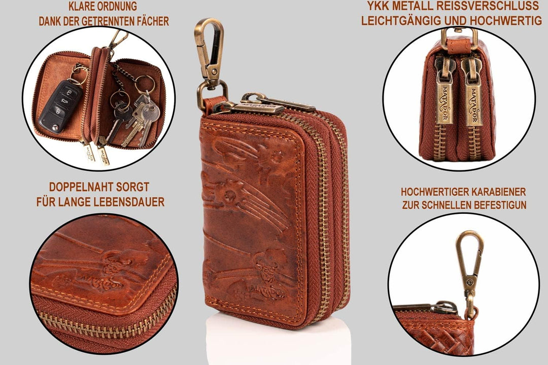 MATADOR Schlüsseletui Herren Leder #KOPENHAGEN mit edler Geschenk Box, Elegante Autoschlüssel Hülle