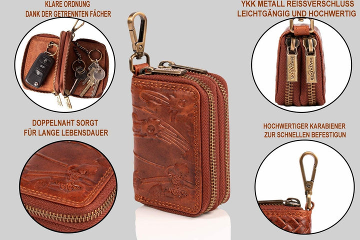 MATADOR Schlüsseletui Herren Leder #KOPENHAGEN mit edler Geschenk Box, Elegante Autoschlüssel Hülle