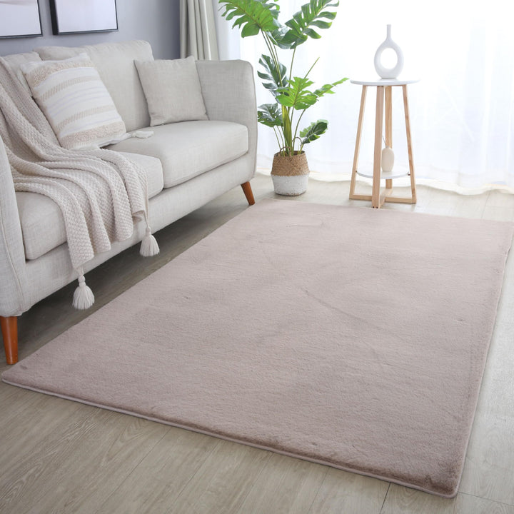 Weicher Hochflor Teppich Wohnzimme Waschbarer Teppich im modernen Stil Unicolor & Einfarbig Läufer T