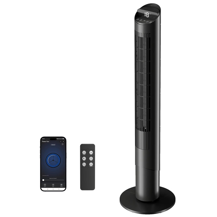 HOMCOM Turmventilator mit Fernbedienung, WiFi-App 65° Oszillierender 116 cm Ventilator mit 6 Geschwi