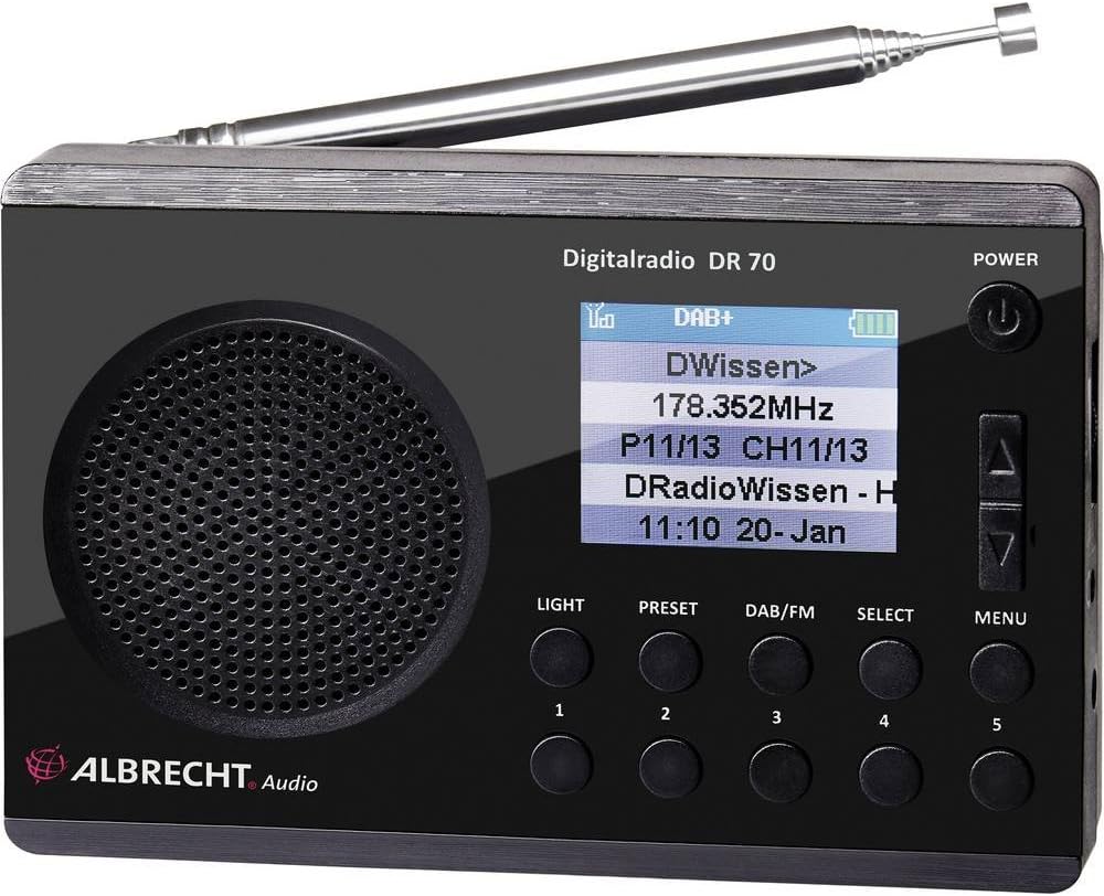 Albrecht 27370 DR70 Digitalradio (DAB+/UKW, 230V, Batteriebetrieb) schwarz