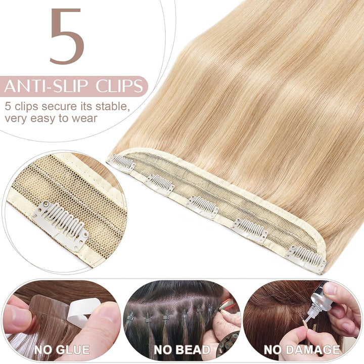 SEGO Clip in Extensions Echthaar ein Stück Haarverlängerungen Haarteil 100% Remy Human Haar Glatt Ho