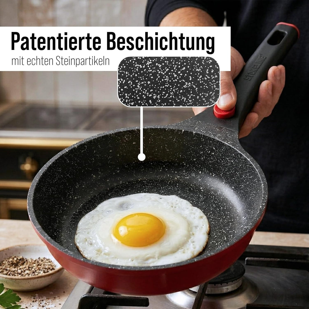 STONELINE SMART Bratpfanne mit Abnehmbarem Griff 20 cm, Kleine Aluguss Pfanne Induktion, Für alle He