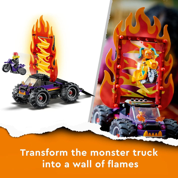 LEGO 60339 City Stuntz Stuntshow-Doppellooping Set, inkl. Rampe, Monstertruck, 2X Motorrad und 7 Min