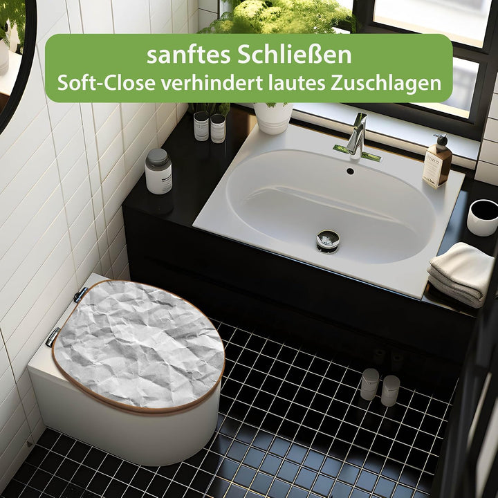 banjado Design WC Sitz Bambus Absenkautomatik 45,8x37,5cm - Toilettendeckel mit Absenkautomatik Holz
