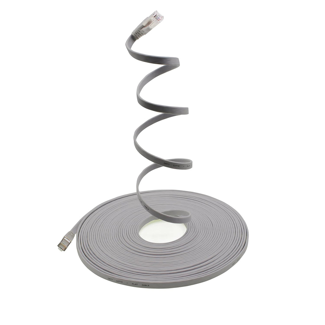 10m - grau - 10 Stück Cat7 Flachkabel Netzwerkkabel Cat 7 Rohkabel Gigabit Lan (10Gbit/s) Flachbandk