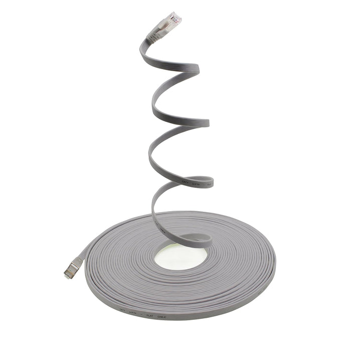 10m - grau - 10 Stück Cat7 Flachkabel Netzwerkkabel Cat 7 Rohkabel Gigabit Lan (10Gbit/s) Flachbandk