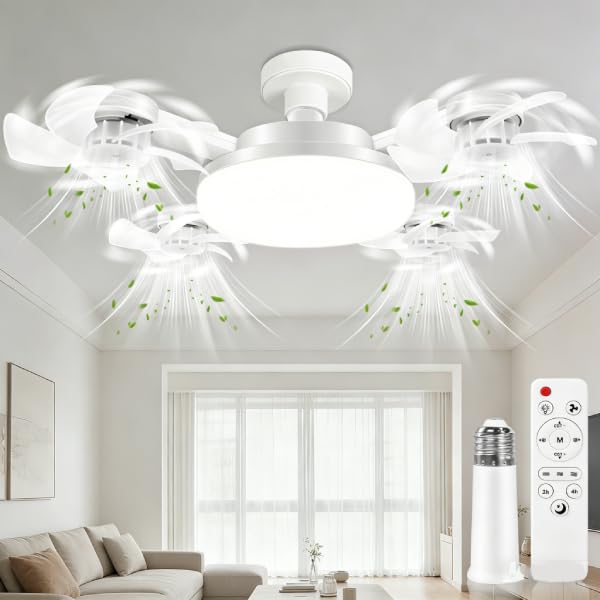 Deckenventilator mit Beleuchtung, 50CM Faltbarer Lampe mit Ventilator, Timer- und Speicherfunktion,
