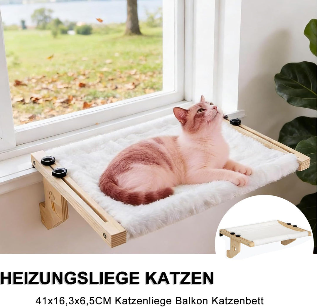 Heizungsliege Katzen, 41x16,3x6,5CM Katzenliege Balkon Katzenbett, Katzen Hängematte für Fenster, Ka