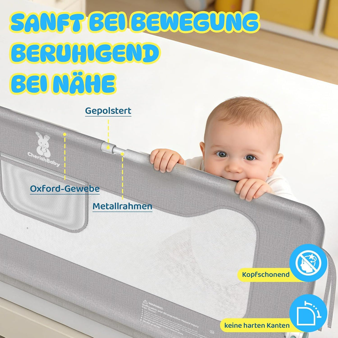 Soontrans Rausfallschutz Bett, Sanfter Halt für Wachsende Kinder & Familienbett, Klappbar & Höhenver