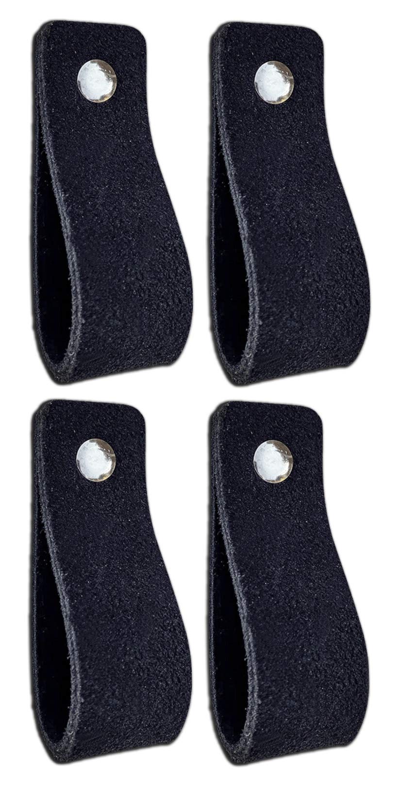 Brute Strength - Ledergriffe für Möbel - Wildleder - Schwarz - 4 Stück - 16,5 x 2,5 cm - Schrankgrif