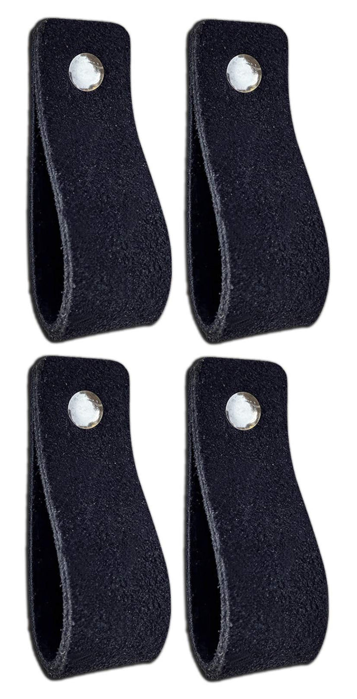 Brute Strength - Ledergriffe für Möbel - Wildleder - Schwarz - 4 Stück - 16,5 x 2,5 cm - Schrankgrif