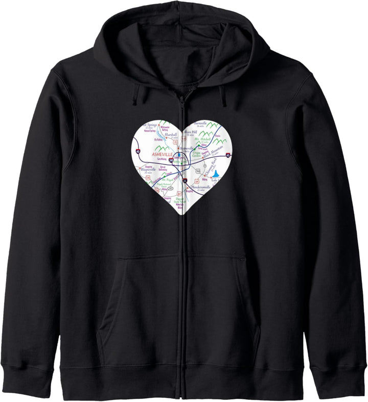 I Heart Asheville NC Map Art Western North Carolina WNC Gift Kapuzenjacke