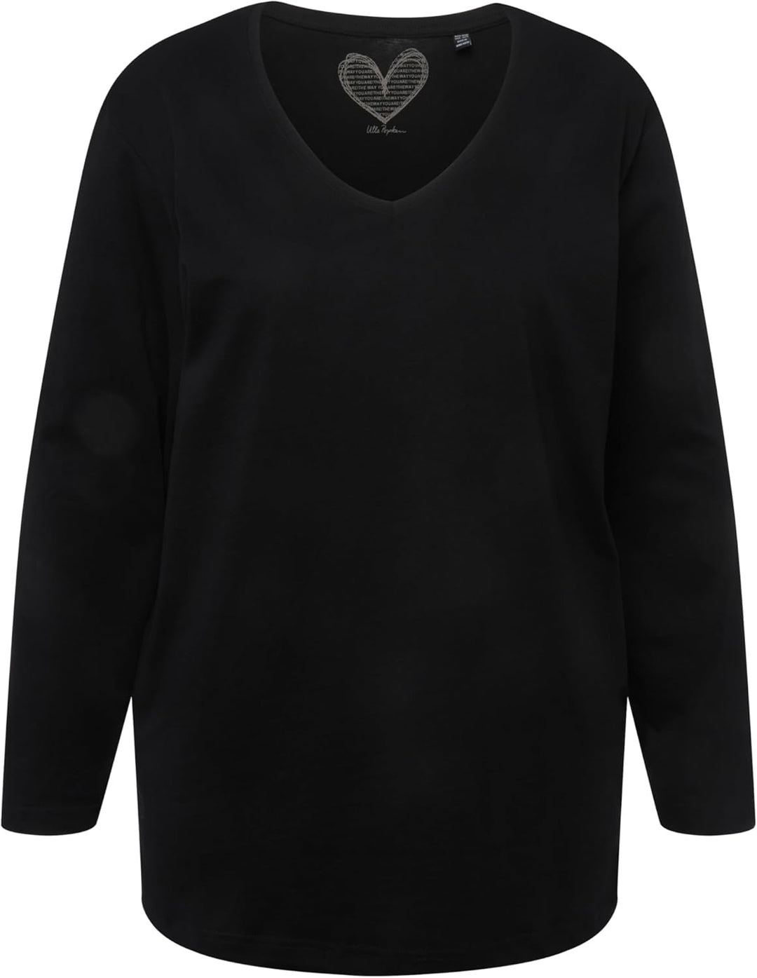 Ulla Popken Damen Basic-v-Shirt, Langarm Langarmshirt 46-48 Schwarz, 46-48 Schwarz