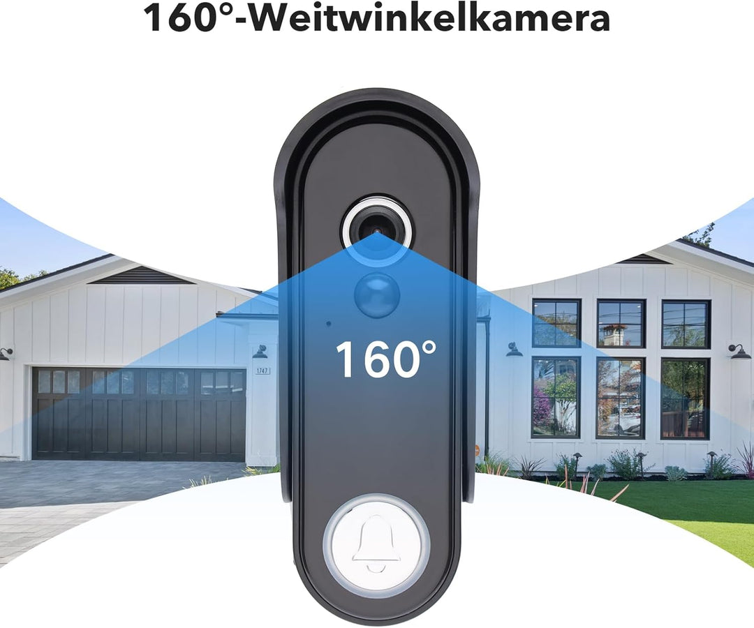 WLAN Video Türsprechanlage mit 7''Touchscreen, 1080P Kabellose Türklingel mit Kamera und Monitor,Bew