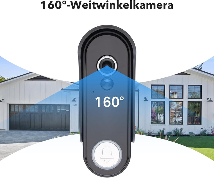 WLAN Video Türsprechanlage mit 7''Touchscreen, 1080P Kabellose Türklingel mit Kamera und Monitor,Bew