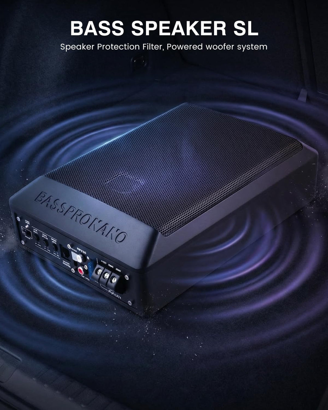 Ultraflacher Auto-Subwoofer, geeignet für Limousinen/LKW, mit integriertem Verstärker, unter den Sit