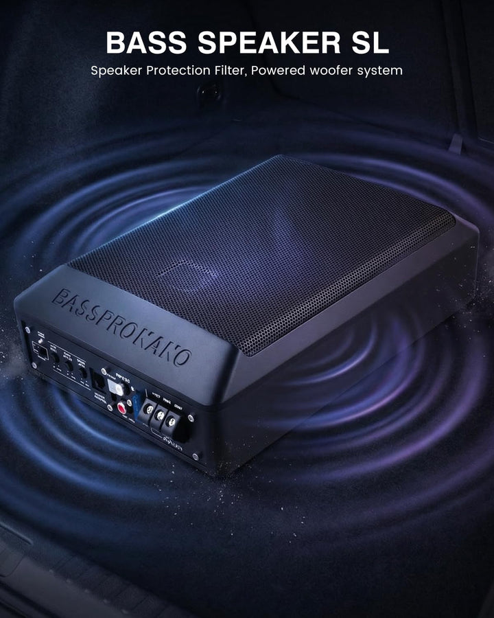 Ultraflacher Auto-Subwoofer, geeignet für Limousinen/LKW, mit integriertem Verstärker, unter den Sit
