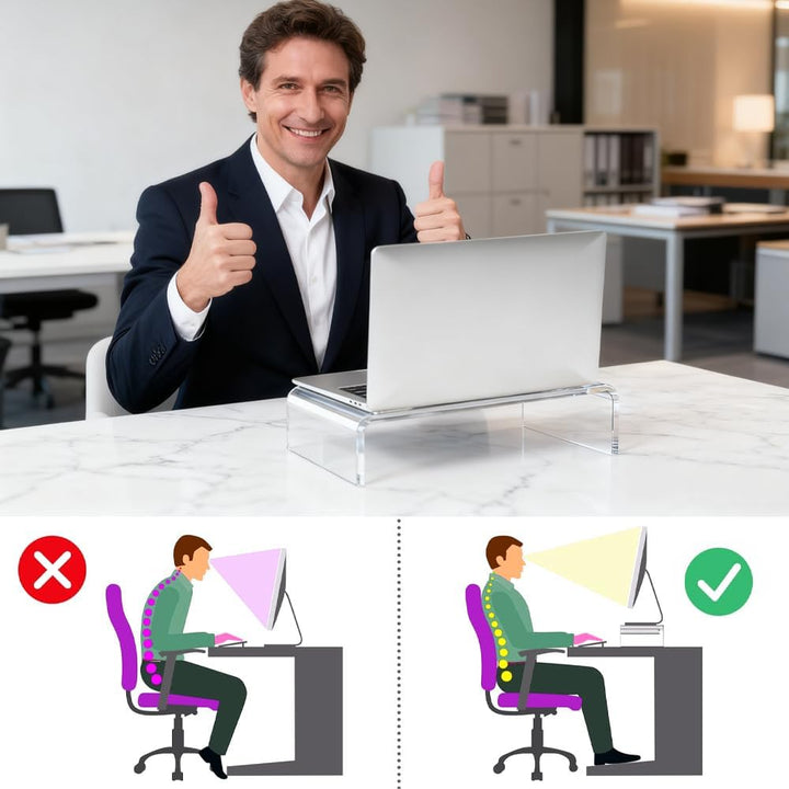 Monitorständer Acryl Bildschirmständer Transparenter Bildschirmerhöhung PC Laptopständer Monitorerhö