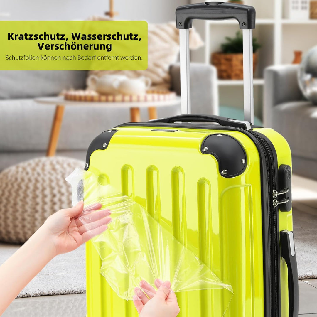 BEIBYE Hartschalen Koffer Trolley Rollkoffer Reisekoffer 4 Zwillingsrollen Polycabonat (Grün, Koffer