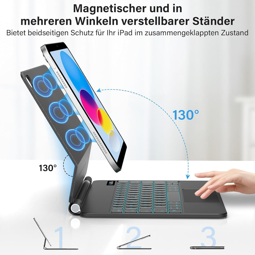 KBCASE Magnetische Tastatur Hülle für iPad A16 11/10 Generation (2025/2022, 11/10.9 Zoll) Magic Tast