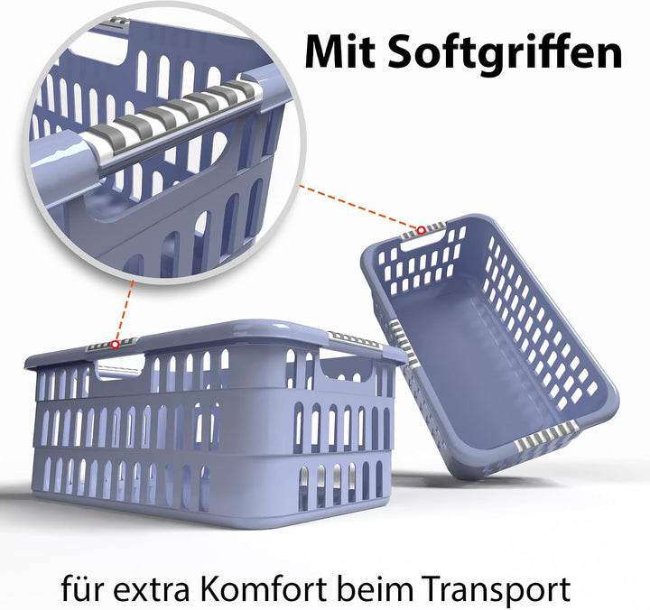 BigDean 2x Wäschekorb 40L mit Softgriffen – Wäschewanne | Made in Germany 2 Stück, 2 Stück