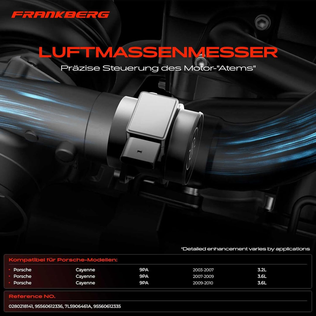 Frankberg Luftmassenmesser Kompatibel mit C-a-y-e-n-n-e 9PA 3.2L 3.6L Benzin SUV 2003-2010 028021814