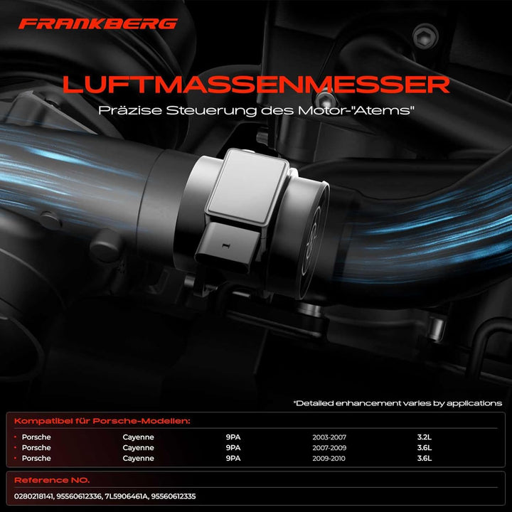 Frankberg Luftmassenmesser Kompatibel mit C-a-y-e-n-n-e 9PA 3.2L 3.6L Benzin SUV 2003-2010 028021814