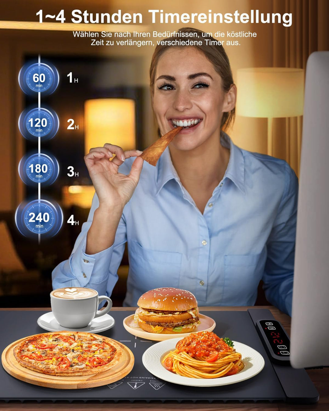 AUTOPkio Warmhalteplatte Elektrisch, Speisenwärmer Wärmeplatte für Speisen Buffetwärmer 5 Temperatur