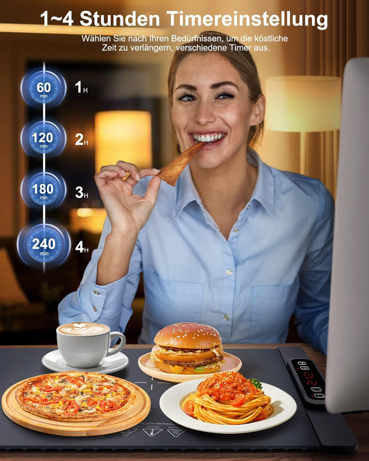 AUTOPkio Warmhalteplatte Elektrisch, Speisenwärmer Wärmeplatte für Speisen Buffetwärmer 5 Temperatur