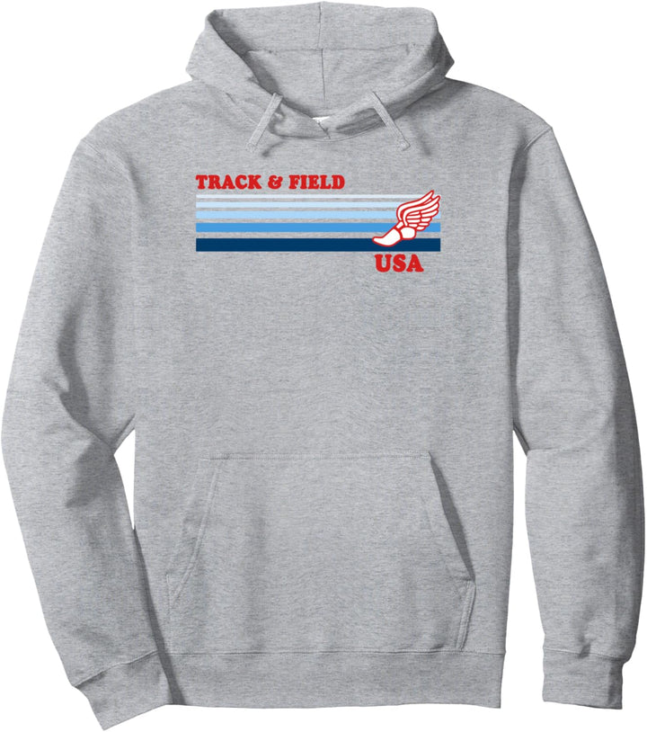 Trendy Track & Field USA Blue Stripes Winged Sandal Pullover Hoodie