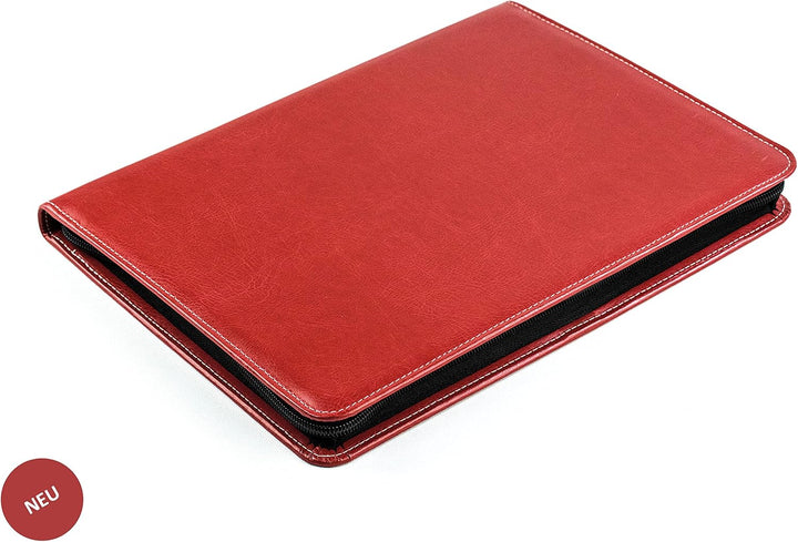 DELMON VARONE - Tablet Schreibmappe mit Reissverschluss inkl. Notizblock DIN A4 aus veganem Eco Kuns