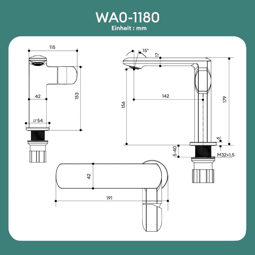 Mai & Mai Wasserhahn Bad Waschtischarmatur Einhebelmischer Mischbatterie Bad Armatur Badezimmer aus