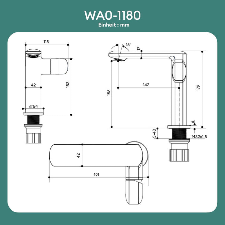 Mai & Mai Wasserhahn Bad Waschtischarmatur Einhebelmischer Mischbatterie Bad Armatur Badezimmer aus