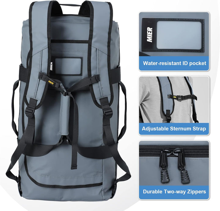MIER Sporttasche Herren Wasserresistente Reisetasche 60L gross Heavy Duty Convertible Sportrucksack