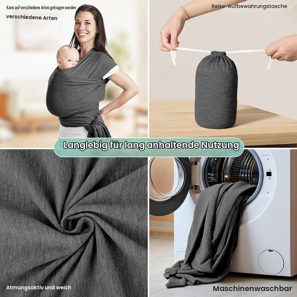 AOOWU Babytrage Tragetuch Baby Neugeborene bis 15 kg - Freihändiges Babytragetuch -Einfach Anzuziehe