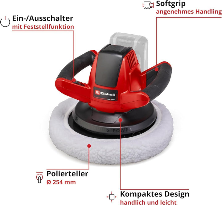 Einhell Akku-Autopoliermaschine CE-CB 18/254 Li-Solo Power X-Change (Li-Ionen, 18 V, 2.500 U./Min.,