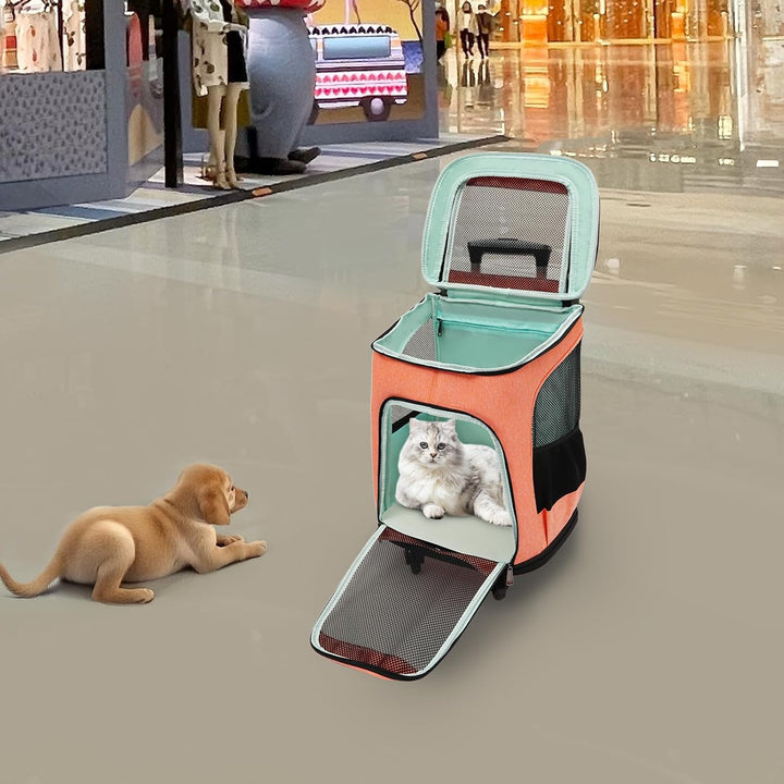 Hundetransportbox mit Rollen,Faltbarer Transportbox,Katzenrucksack mit Teleskopgriff,Transportboxen