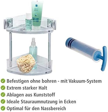 WENKO Vacuum-Loc® Badezimmer Eckregal Quadro Duo, ohne bohren, mit 2 Etagen, rostfreie Edelstahl Hal
