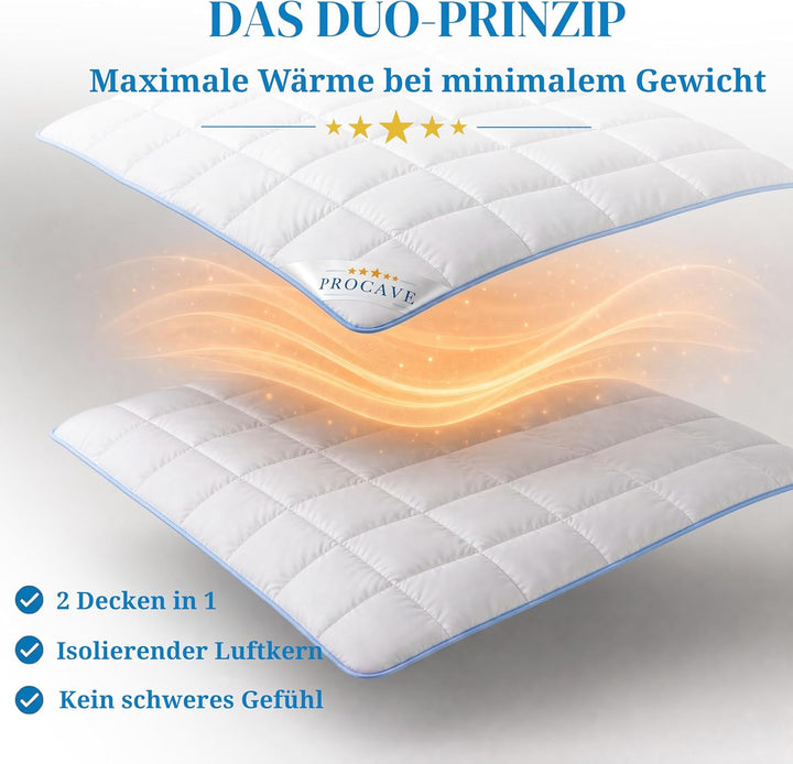 PROCAVE TopCool warme Duo Winter-Qualitäts-Bettdecke für die kalte Jahreszeit | Soft-Komfort-Bettdec