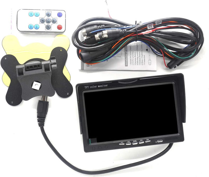 7 Zoll TFT LCD Auto Rückfahrkamera Quad Split Monitor Fernbedienung 4 Kanäle RCA Video Eingänge (4-P