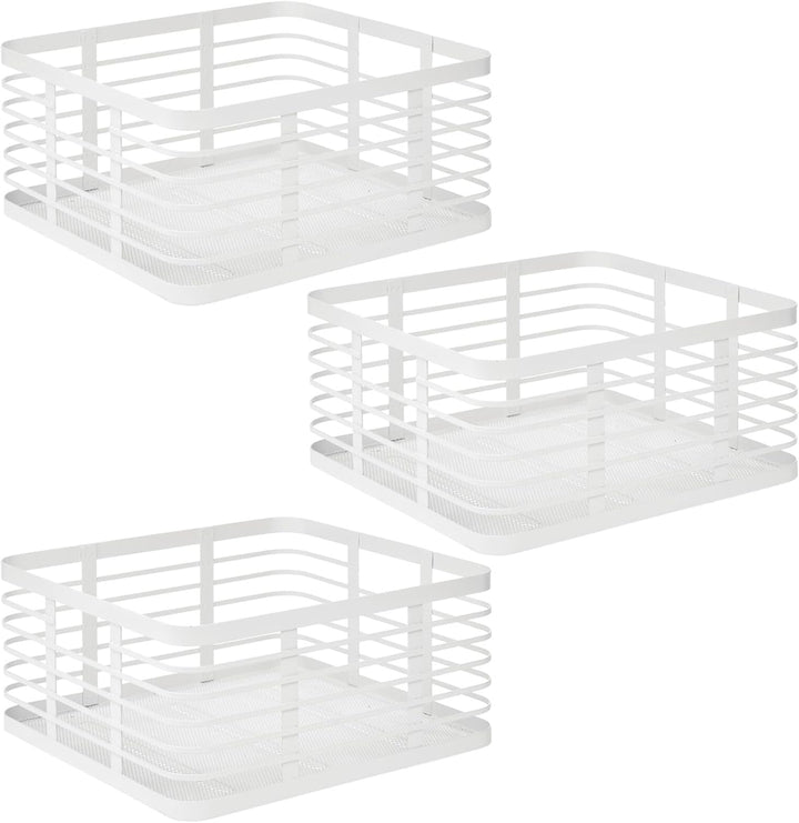 mDesign 3er-Set Allzweckkorb aus Metall – Aufbewahrungskorb für Küche, Vorratskammer, Bad etc. – kom