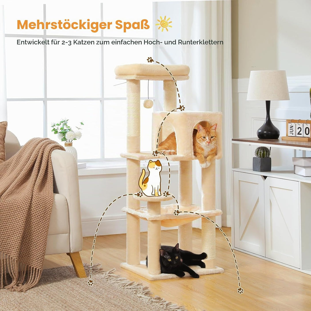 PAWZ Road Katzenbaum mit Metall-Plüsch-Hängematte, Katzenturm für ausgewachsene Katzen mit 2-türigem