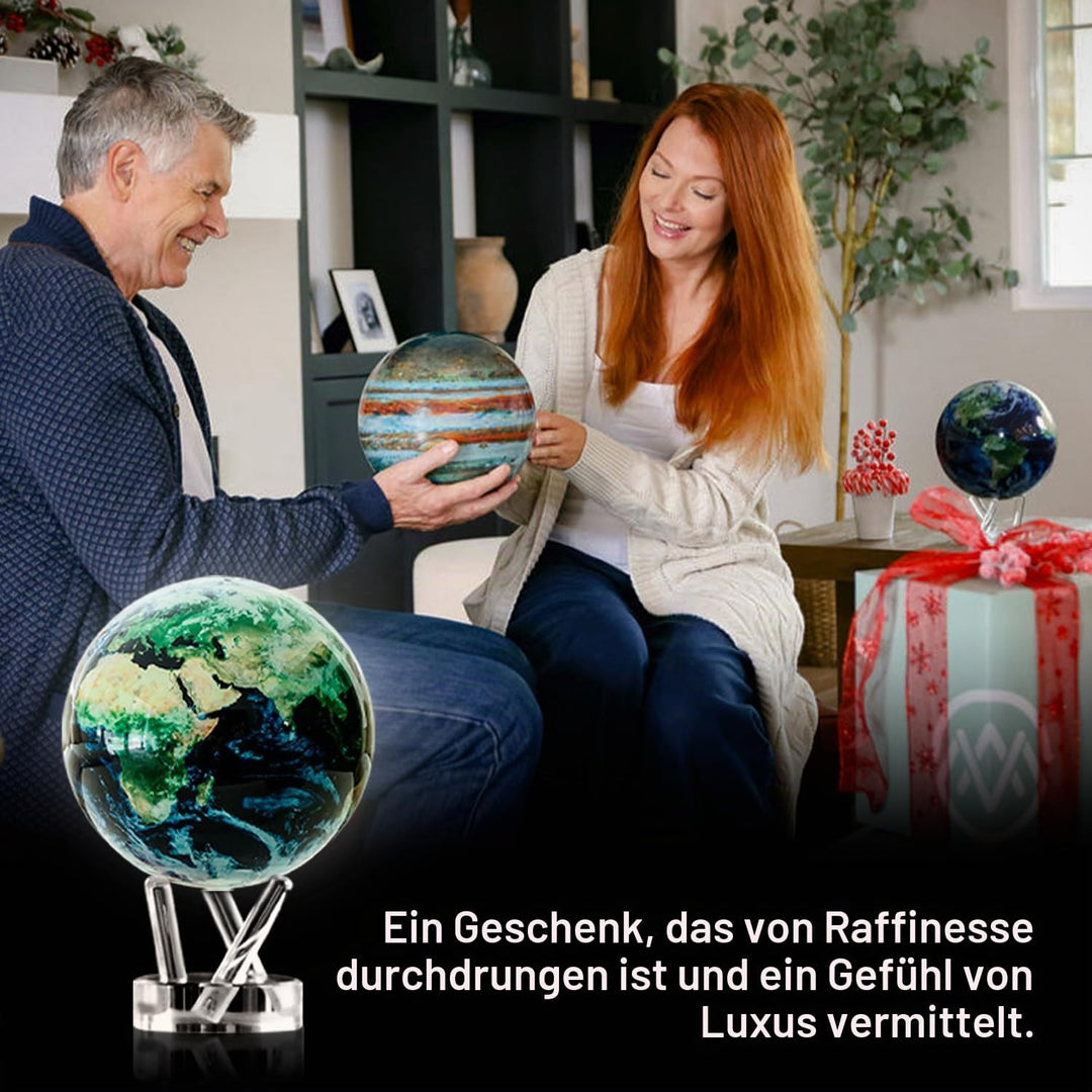 MOVA Globus Weltraumserie Erde mit Wolken 6" mit Sockel, solarbetriebener rotierender Globus, einzig