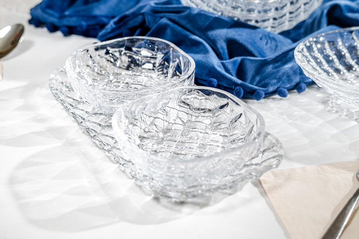 Crystal Bohemia Glasschalen - 2 Glasschalen und 1 Tablett - Spülmaschinenfest - Für Alltag, Restaura