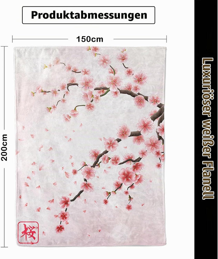 Japanische Kuscheldecke Flanell Decke Japanische-Muster Fleecedecke Flauschig Weich und Warme, Japan