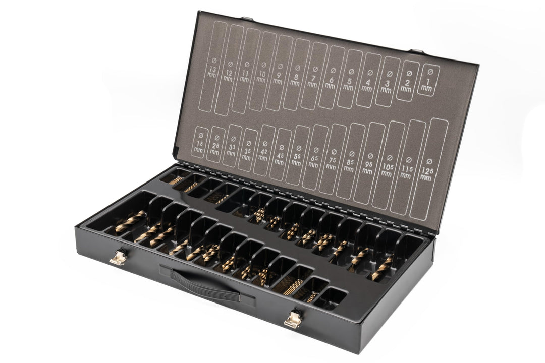 BaerCoil BAER Spiralbohrer HSSE Extrem-Bohrer Magazin (93-teilig - 0,5mm steigend) 1-13 mm - Spiralb