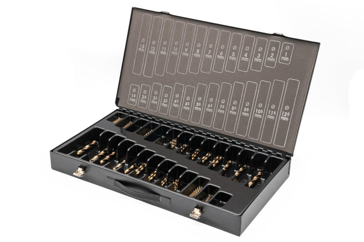 BaerCoil BAER Spiralbohrer HSSE Extrem-Bohrer Magazin (93-teilig - 0,5mm steigend) 1-13 mm - Spiralb