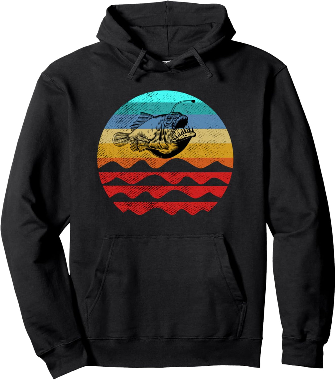 Retro-Jahrgang Sonnenuntergang Seeteufel Fischer Pullover Hoodie